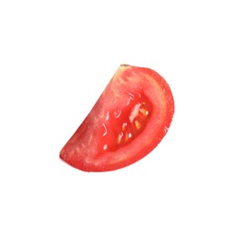 Piece of ripe red tomato on white background