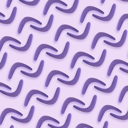 Violet boomerangs on light background, flat lay
