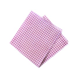 Checkered reusable beeswax food wrap on white background, top view