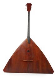 Bass balalaika isolated on white. Folk string musical instrument