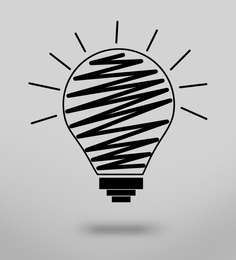 Light bulb illustration on grey background. Concept of creative idea and innovation
