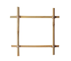 Photo of Empty frame made of bamboo sticks isolated on white