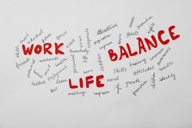 Word cloud on white background. Life and work balance concept