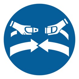 Image of International Maritime Organization (IMO) sign, illustration. Fasten seat belts