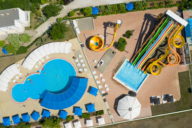 Aerial view of water park on sunny day