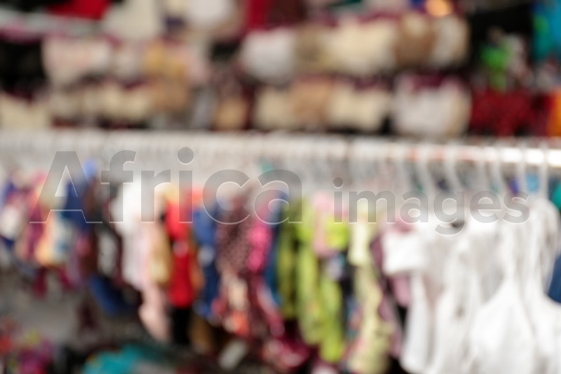 Blurred view of female underwear in store