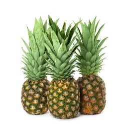 Photo of Fresh ripe juicy pineapples isolated on white