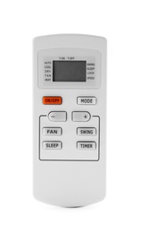 Photo of Air conditioner remote control on white background