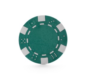 Green casino chip isolated on white. Poker game