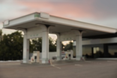 Blurred view of modern gas station outdoors