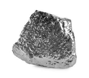 Photo of One shiny silver nugget isolated on white