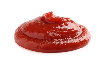 Tasty ketchup isolated on white. Delicious sauce