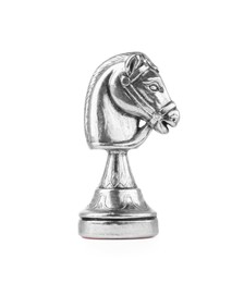 Silver knight isolated on white. Chess piece