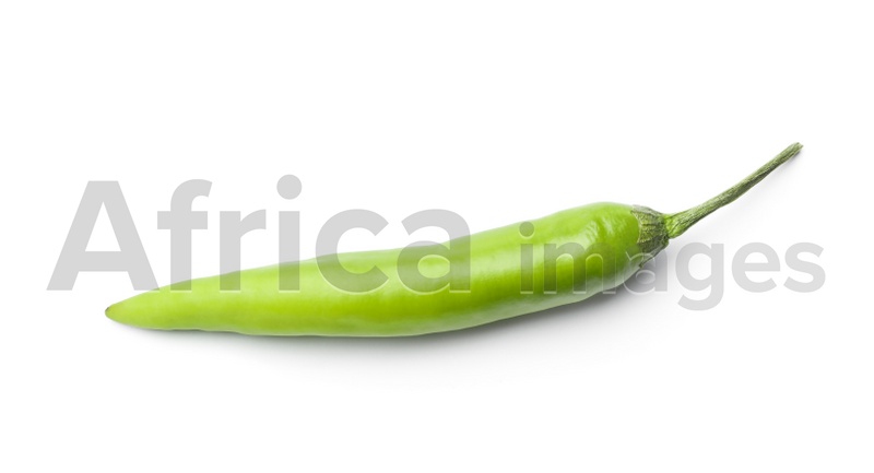 Ripe green hot chili pepper on white background, top view