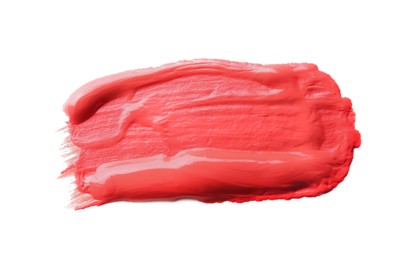 Sample of red paint on white background, top view