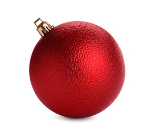 Beautiful red Christmas ball isolated on white