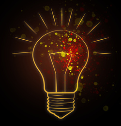Light bulb illustration on dark background. Concept of creative idea and innovation