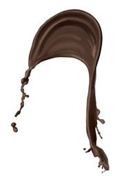 Splash of melted chocolate on white background
