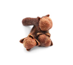 Aromatic organic dry cloves on white background