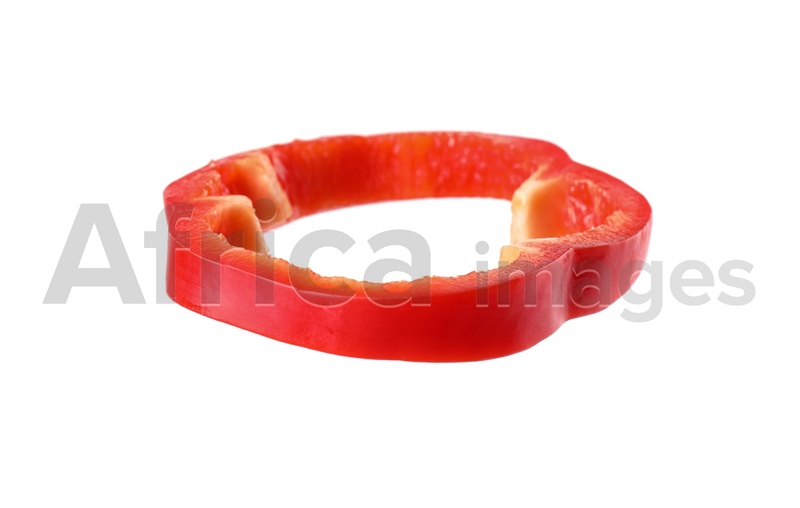 Slice of ripe red bell pepper isolated on white