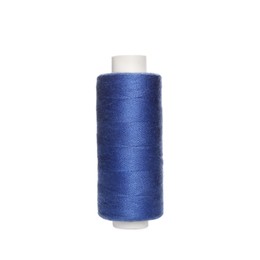 Spool of blue sewing thread isolated on white