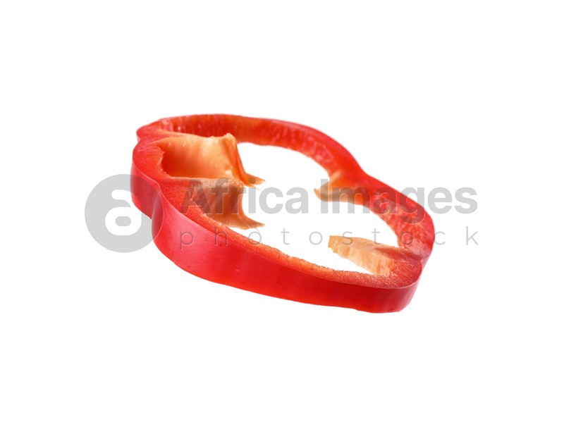 Slice of ripe red bell pepper isolated on white