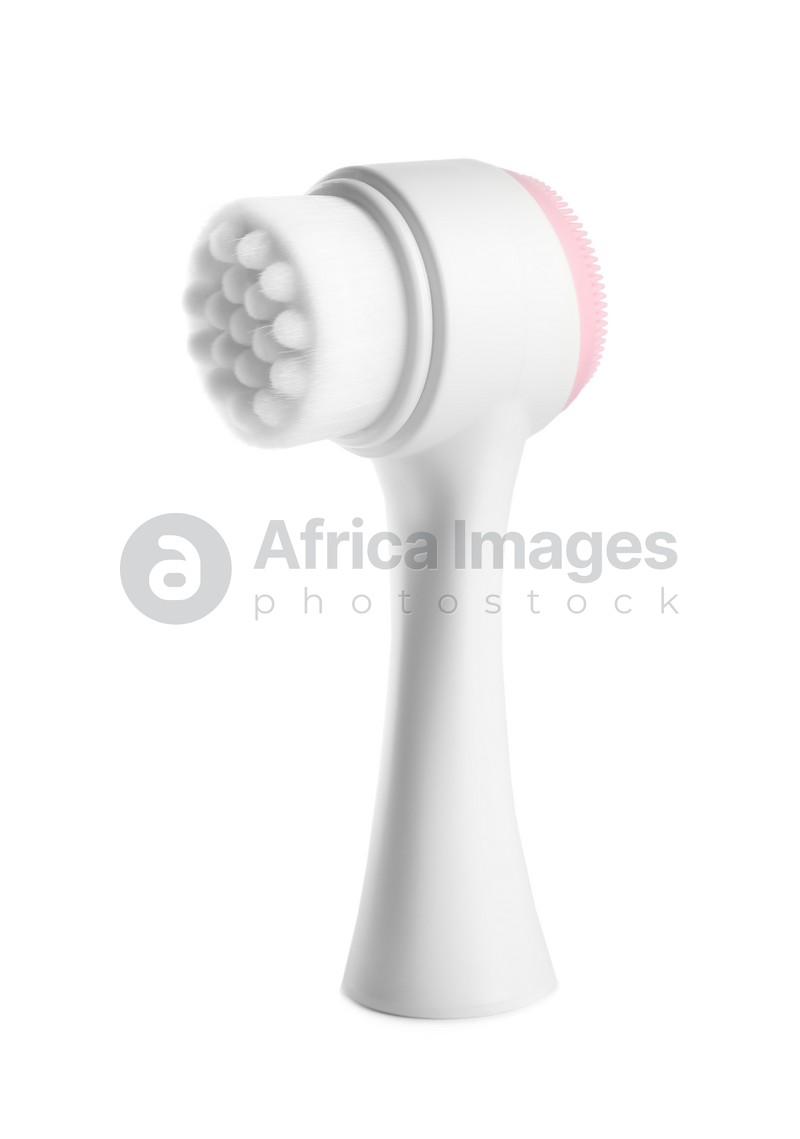 Photo of Modern face cleansing brush isolated on white. Cosmetics tool