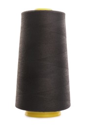 Spool of black sewing thread isolated on white