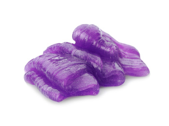 Photo of Purple slime isolated on white. Antistress toy