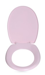 New pink plastic toilet seat isolated on white