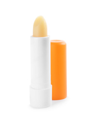 Sun protection lip balm isolated on white
