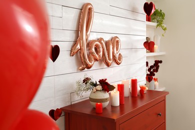 Beautiful romantic decor indoors. Valentine's Day celebration
