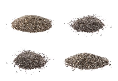 Image of Set with chia seeds on white background
