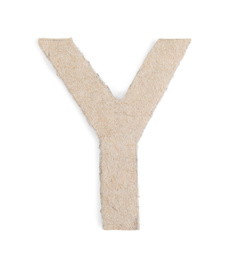 Photo of Letter Y made of cardboard isolated on white