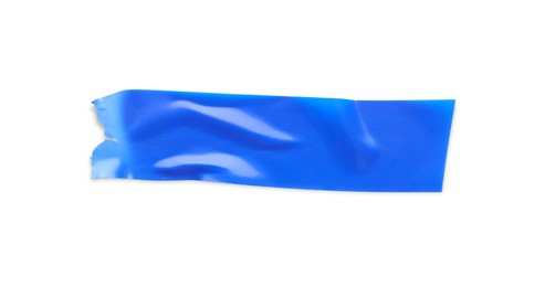 Piece of blue insulating tape isolated on white, top view