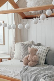 Stylish room for kid with house bed. Interior design
