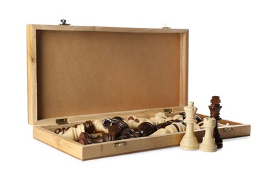 Chess set on white background. Board game