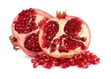 Fresh ripe juicy pomegranate on white background