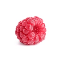 One fresh ripe raspberry isolated on white