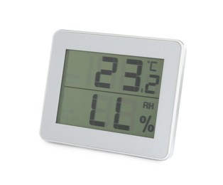 Digital hygrometer isolated on white. Meteorological tool