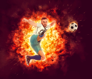 Shot of football player in action. Creative design