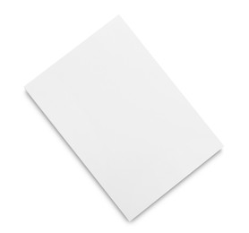 Stack of blank paper sheets for brochure isolated on white, top view