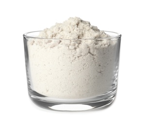 Bowl of gluten free flour isolated on white