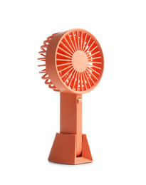 Portable fan isolated on white. Summer heat