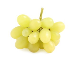 Delicious ripe green grapes isolated on white