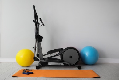 Elliptical machine cross trainer and fitness equipment  indoors