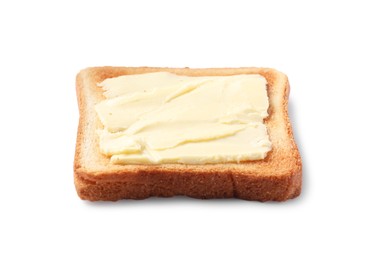 Delicious crispy toast with butter isolated on white