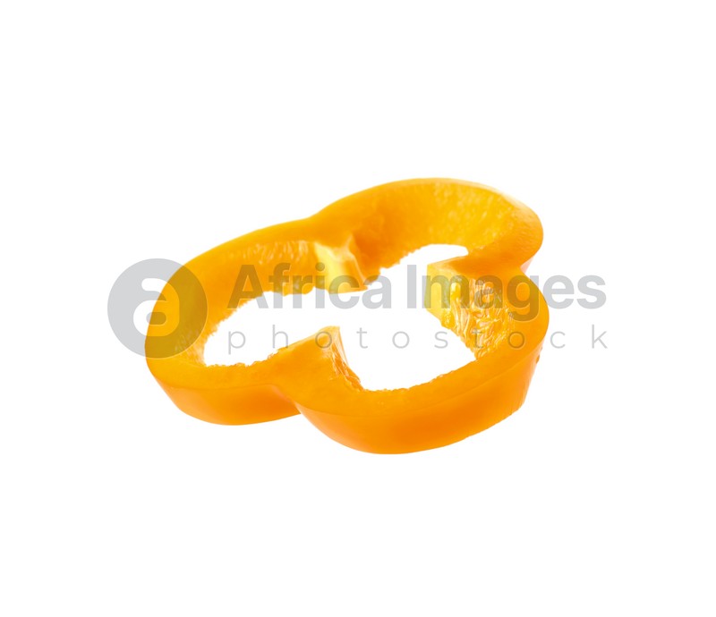 Slice of ripe orange bell pepper isolated on white