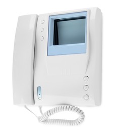 Intercom base station with handset isolated on white