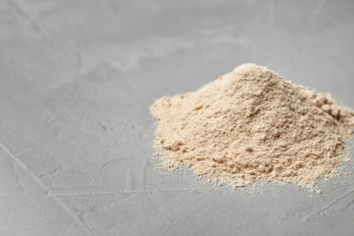 Pile of buckwheat flour on table